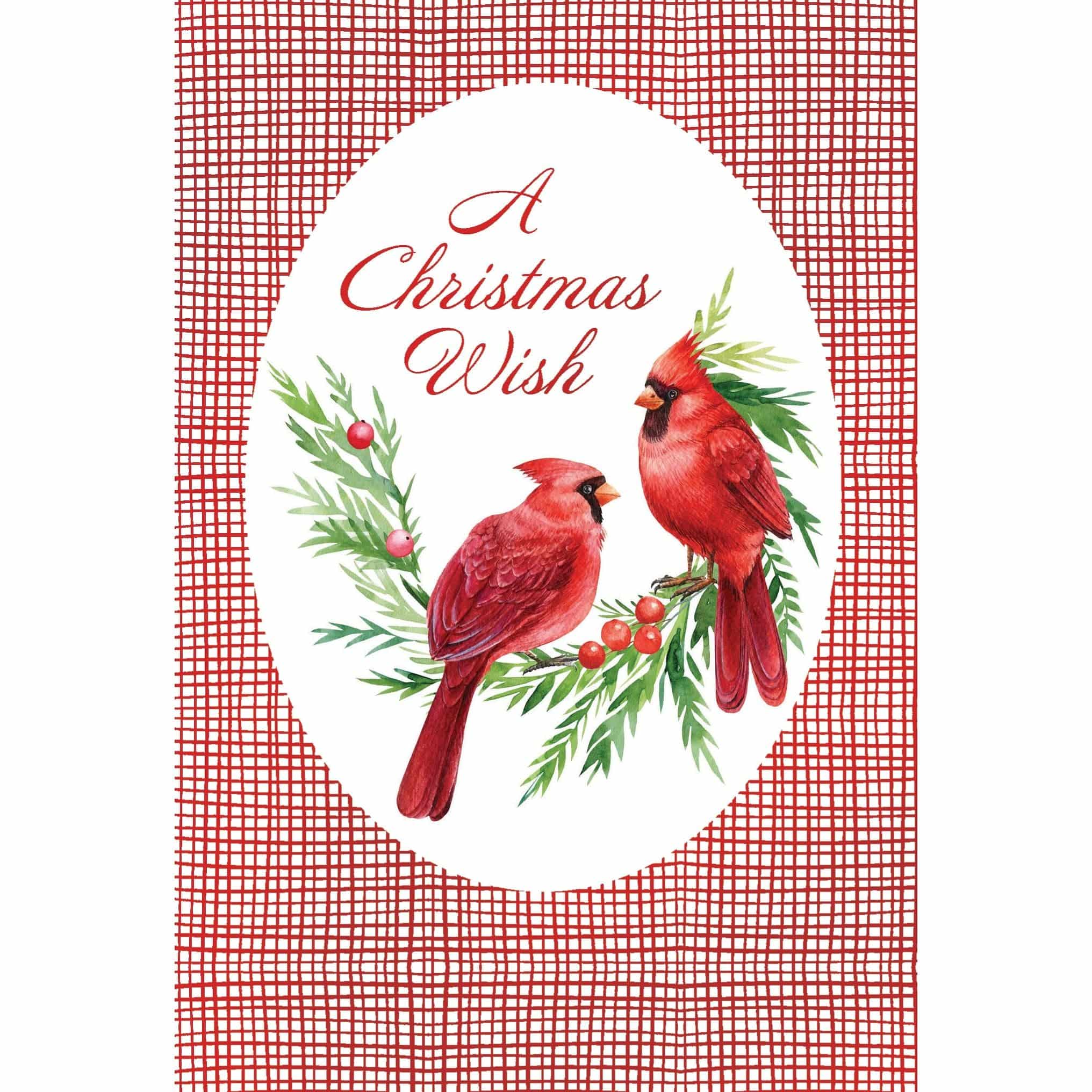 Pictura Cardinal Wreath Christmas Card with festive red and green wreath featuring a cardinal bird, holiday seasonal design.